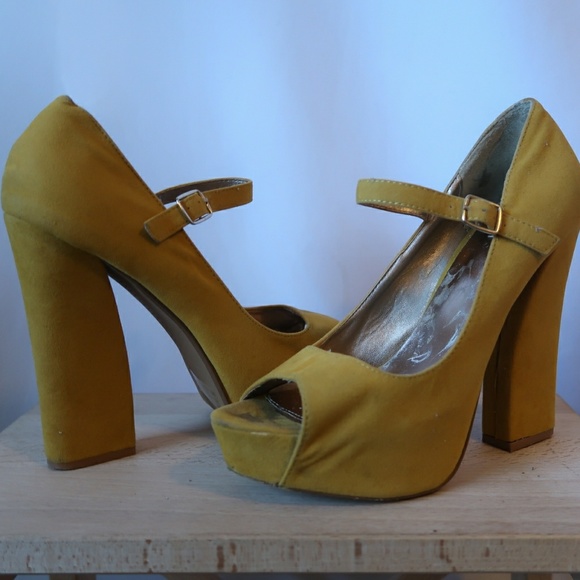 Shoes | Yellow Platform Heels | Poshmark